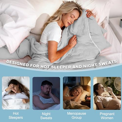 Cooling Throw Blanket for Hot Sleepers,Lightweight Summer Blanket(50"x70") - color: Light Grey, size: Throw(50" x 70")
