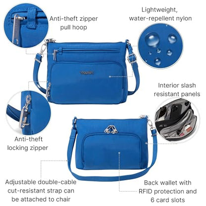 Baggallini Securtex Anti-Theft Keepsake Crossbody - color: Lapis