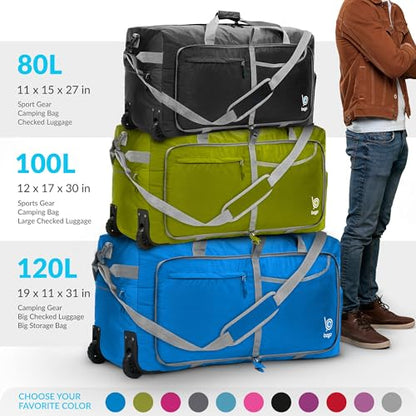 Bago Rolling Duffle Bag with Wheels - 27" 80L Foldable Weekender Bag, Waterproof Travel Duffel Bag, Heavy Duty Lightweight Duffle Bag for Traveling, Rolling Duffel Bag with Wheels (SnowGray2023) - color: SnowGray, size: 80L