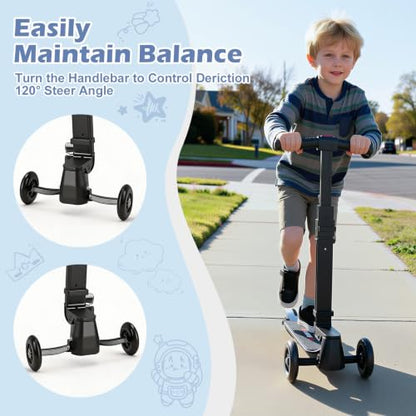 Scooter Luggage for Kids Removable & Foldable Ride on Suitcase-Black - color: Black