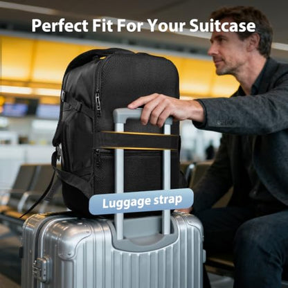 Fmeida Personal Item Travel Bag Flight Approved Underseat Carry On Backpack - color: Black, size: Small