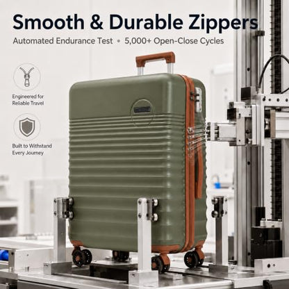 Carry On Luggage 22x14x9 Airline Approved Suitcase with Wheels, 3 Piece - color: Olive Drab, size: 3 Piece Sets (20/BP/TB)