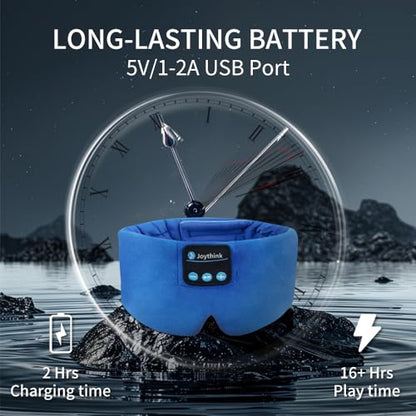 Joythink Sleep Headphones Bluetooth Headband Sleeping Eye Mask Kids Children Soft Wireless Sleep Headphones for Women Men Silk Speaker Bluetooth Earbuds for Side Sleeper Music Mask Cool - color: Blue