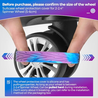 8Pcs Luggage Wheel Covers, Travel Accessories (Gradient Blue & Purple) - color: Gradient Blue & Purple