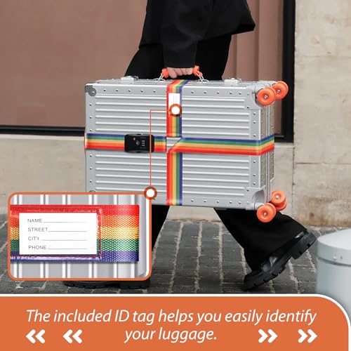 TSA Approved Luggage Straps with Combination Lock, Cross Rainbow - color: Cross Rainbow