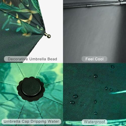 Windproof Travel Umbrella Folding Compact Automatic Umbrellas for Women Men Rain Sun - color: Flower and Birds