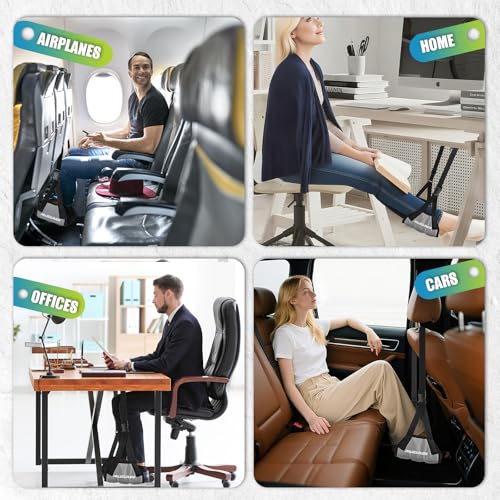 Foot Hammock for Plane Travel, No Collapse Thickened Bamboo for Long Flight - color: Grey
