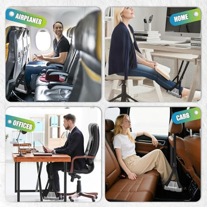 Foot Hammock for Plane Travel, No Collapse Thickened Bamboo for Long Flight - color: Grey