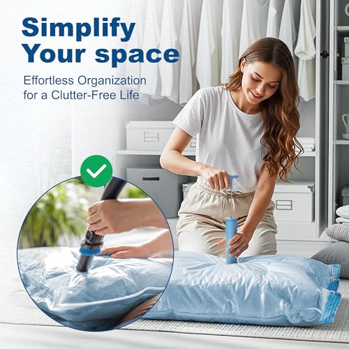 HOUSE DAY 10 Medium Vacuum Storage Bags with Pump,Space Saving Vacuum Seal Bags For Clothing Travel,Vacuum Storage Bags For Clothes, Bedding, Moving, Camping, Toys, Travel & Organization, Hand Pump - size: 10 Medium