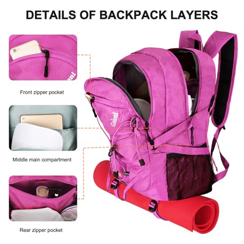 Goloni 45L Foldable Hiking Daypack, Lightweight Water‑Resistant Backpack - color: Rose