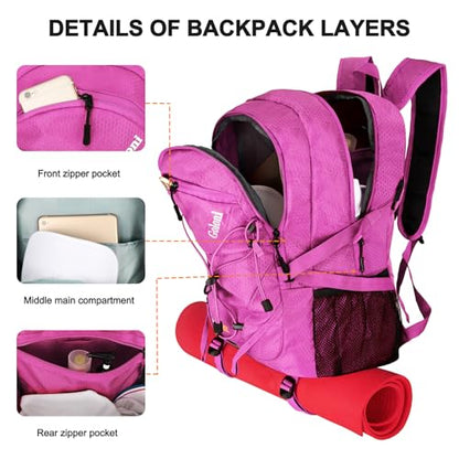 Goloni 45L Foldable Hiking Daypack, Lightweight Water‑Resistant Backpack - color: Rose