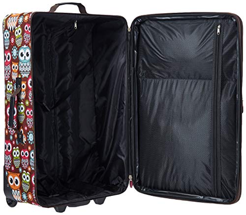 Rockland Vara Softside 3-Piece Upright Luggage Set,Expandable, Owl, 20 inch,22 inch,28 inch - color: OWL