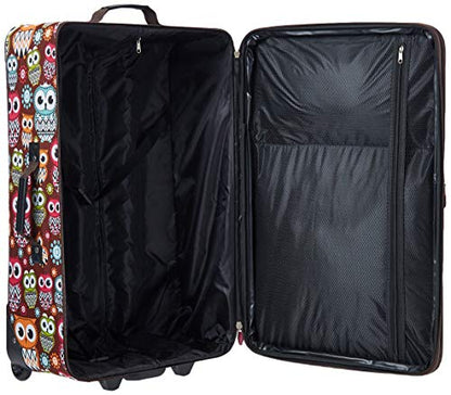 Rockland Vara Softside 3-Piece Upright Luggage Set,Expandable, Owl, 20 inch,22 inch,28 inch - color: OWL