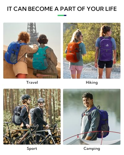 WATERFLY Small Lightweight Packable Hiking Backpack Foldable Travel Daypack - color: J-print, size: 25L