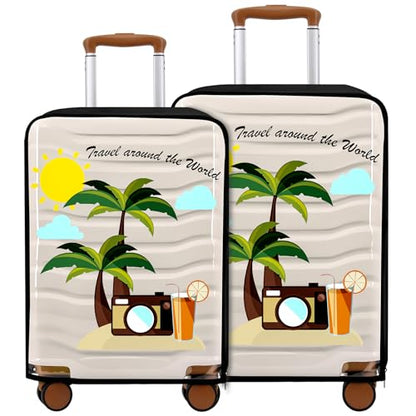 Clear PVC Suitcase Cover Protectors 20 Inch Luggage Covers - color: Coconut Tree-20 inches