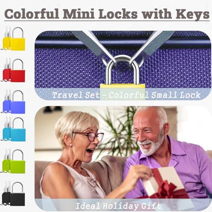 6 Pack Mini Padlocks with Keys, Waterproof Copper & Zinc Alloy Small Locks, Shatterproof & Rustproof Travel Luggage Locks for Suitcase Backpack Gym Locker Jewelry Box - Multicolor