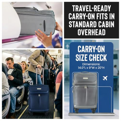 IZOD Ocean 3 Piece Softside Luggage Set with Spinner Wheels - color: Grey