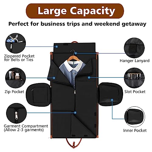 Convertible 2-in-1 Garment Bags for Travel with Waterproof Shoe Compartment - color: B-Black
