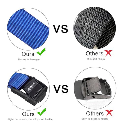 Ayaport Adjustable Lashing Straps with Buckles 0.75" x 6', 4 Pack - color: Blue, size: 0.75'' x 6'