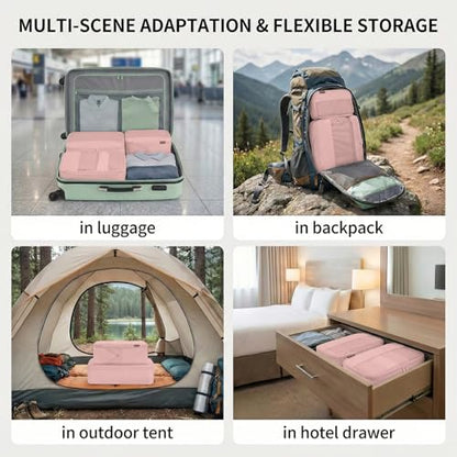 4 Piece Compression Packing Cubes for 3–7 Day Travel, Dusty Pink - color: Dusty Pink