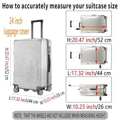 24 Inch Waterproof Clear Suitcase Cover (Gray Trim) - color: Gray Trim-0.4mm, size: 24" Suitcase Cover.