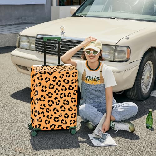 ANNA QUEEN Travel Luggage Cover Suitcase Protector Suitcase Cover Anti-Scratch,Stretchable Bag Cover Washable Durable Polyester - color: Leopard print pattern, size: M(fits 24-26Inch suitcase)