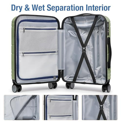 Carry On Luggage 22x14x9 Airline Approved,Hardside Suitcase,20 Inch,LtGreen - color: Fruit Green