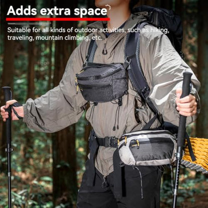 HIKEMAN Waist Bag Strap Pack Pouch for Backpack Lightweight Phone Pocket - color: Grey