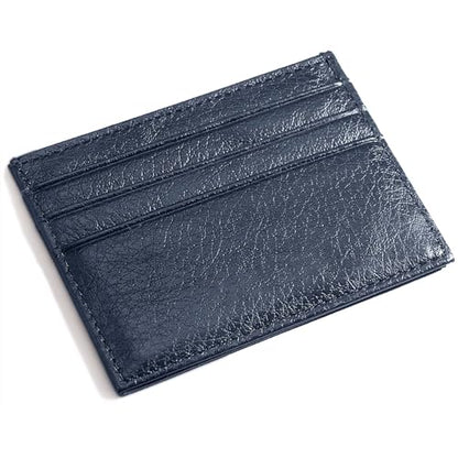 M-Plateau Super Slim Genuine Leather Credit Card Wallet - color: Navy Blue