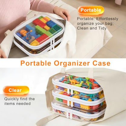 3PCS Clear Hard Shell Zipper Case,9.9*7.9*2in,Travel Toiletry Cosmetic Bags - color: White, size: M