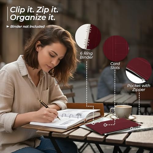 Wanderings 6-Ring Zipper Pocket for A5 Size Binder Planners - 5.9" x 8.25" / - Durable 100% Cotton Fabric - Planner Accessories Case for Refillable Planners - Compatible with Filofax - size: A5 Binder