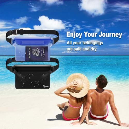 Waterproof Fanny Pack, Dry Bag Phone Pouch for Beach Swimming Kayaking - color: Blue+Black