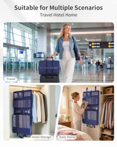 ECOHUB Hanging Travel Closet Portable Luggage Organizer Packing Bag,Blue - color: Blue