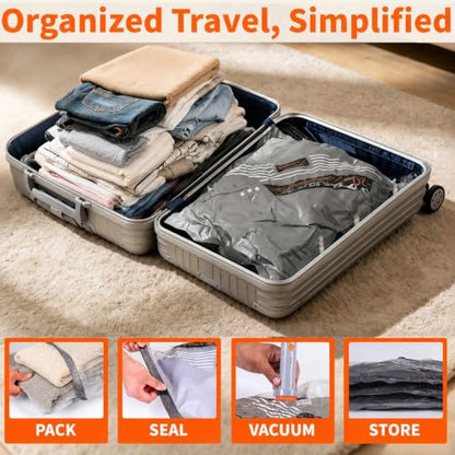 15 Pack Vacuum Bags for Travel with Rechargeable Wireless Air Pump, Space Saver Bags for Clothes, Compression Seal Packing Bags for Luggage Suitcase, Carry-on Size with Small Storage Pouch - size: 15 Combc