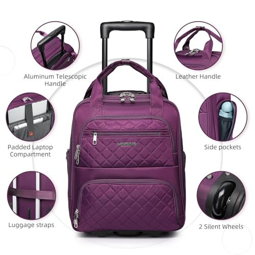 LARVENDER Softside Carry On Luggage 4 Piece, Expandable Carry On Luggage 22x14x9 Airline Approved Underseat Suitcase with Spinner Wheels TSA Lock, Purple (16/20/BP/TB) - color: Purple