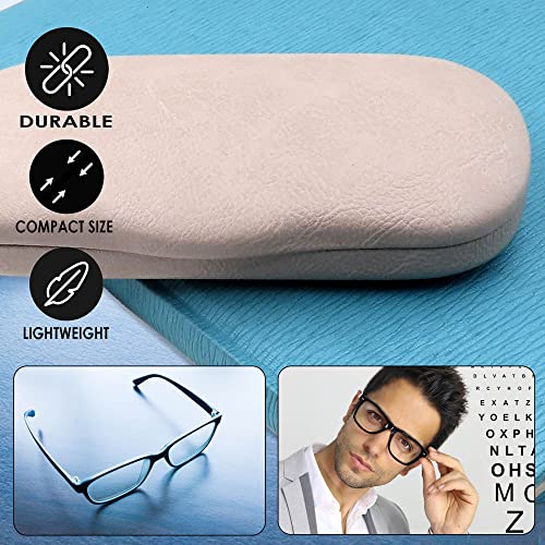 MyEyeglassCase Men's Medium Glasses Case - Classic Eyeglasses Hard Shell Holder, Elegant Easy Open Lip with Pouch and Cloth - color: Light Grey