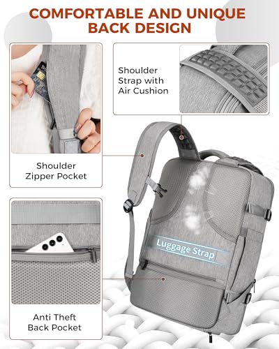 Vancropak Carry On Backpack for Airplanes, Flight Approved Travel Backpack - color: Grey