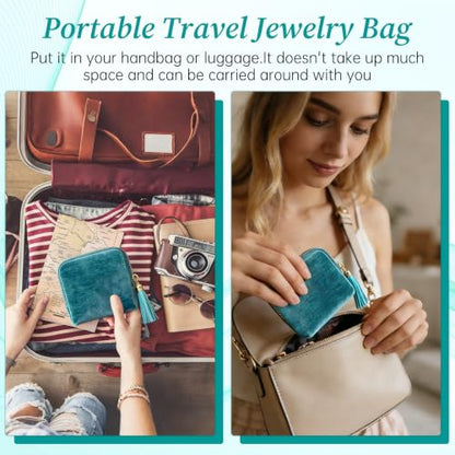 2PCS Travel Jewelry Case,Portable Soft Velvet Jewelry Travel Pouch-Blue - color: Blue-2PCS