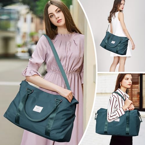 Travel Duffel Bags for Women,Carry-On Weekender Overnight Bag - color: Peacock Blue, size: Extra Large