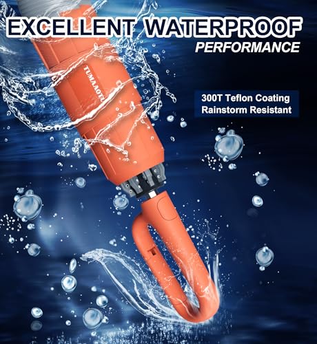 QWB Inverted Umbrella with Auto Open Close Windproof Compact Travel - color: A-1 orang, size: 46 IN