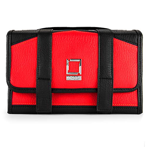 Lencca Stowaway Premium Utility Organizer Bag | Compact Travel Roll-Up Pouch with Detachab – Hanging Toiletry Travel Organizer with 4 Removable Pouches, Water-Resistant - color: Red