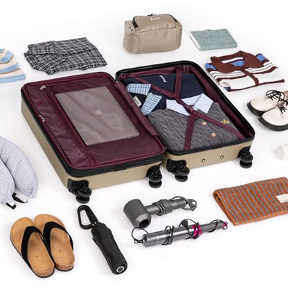 5 Piece Hardshell Luggage Set TSA Lock Spinner Wheels Champagne - color: Champagne, size: 5 piece