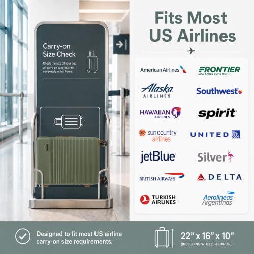 Carry On Luggage 22x14x9 Airline Approved Suitcase with Wheels, 3 Piece - color: Olive Drab, size: 3 Piece Sets (20/BP/TB)