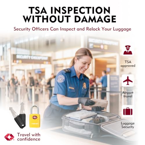 SURE LOCK Mini TSA Approved Keyed Luggage Lock – One Key Opens All, Fits Tight Zipper Gaps & Small Pull Holes, Compact Travel Lock for Suitcases, Backpacks & Handbags - color: 4 COLOR LOCKS