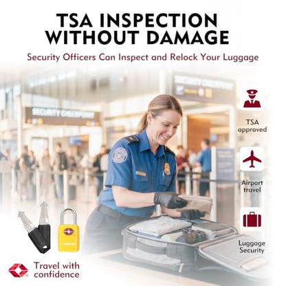 SURE LOCK Mini TSA Approved Keyed Luggage Lock – One Key Opens All, Fits Tight Zipper Gaps & Small Pull Holes, Compact Travel Lock for Suitcases, Backpacks & Handbags - color: YELLOW 2 LOCKS