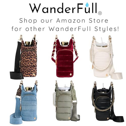 WanderFull Original HydroBag Crossbody Water Bottle Holder with Phone Pocket, Fits Water Bottles up to 32 oz - color: Black Matte