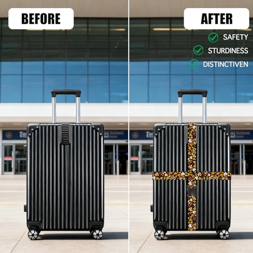 Nuxovilar Luggage Straps Set for Suitcase 1.96x90.5in Polyester - color: YLU10321, size: 1.96"x90.5"
