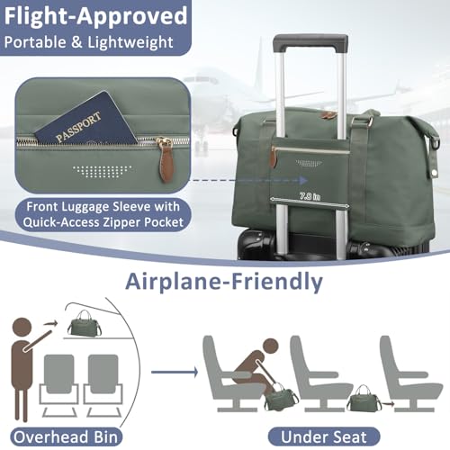 ELONGRIVER Women Travel Duffle Bags, Weekender Overnight Bag, Hospital Bag - color: Army Green, size: Large