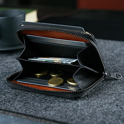 Vaultskin Mayfair Premier Leather Zip Wallet - Ultimate RFID Safety, Streamlined for Style & Functionality for Men and Women - color: Black