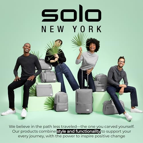 Solo New York Rolling Duffle Bag with Wheels - Wheeled Carry On Luggage for Travel, Roller Duffel for Men & Women, Telescoping Handle System, Separate Shoe & Laundry Compartment - Leroy, Gray - color: Grey